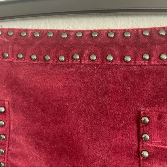 Mossimo Supply Co velvet woman studded skirt size 14 fall mini burgundy autumn - Picture 4 of 10